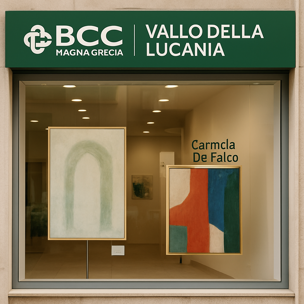 BCC Magna Grecia, la filiale di Vallo della Lucania ospita la mostra “dentro, fuori” dell’artista Carmela De Falco